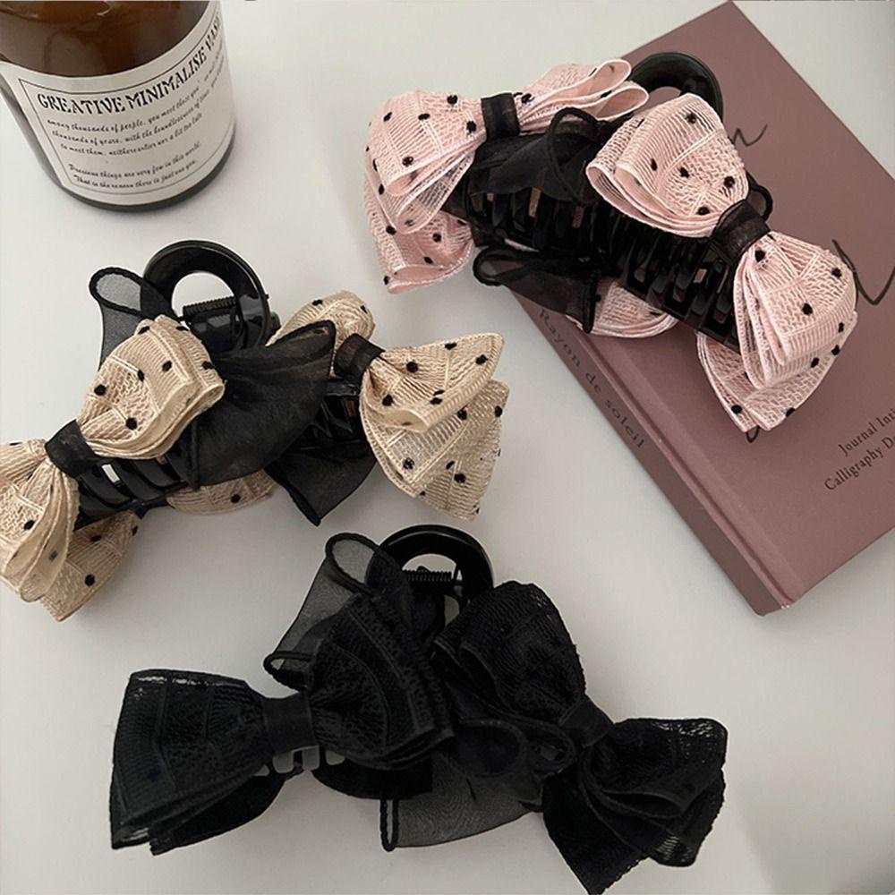 CABEZA Kẹp Tóc Hình Nơ Họa Tiết Chấm Bi Phong Cách Hàn Quốc