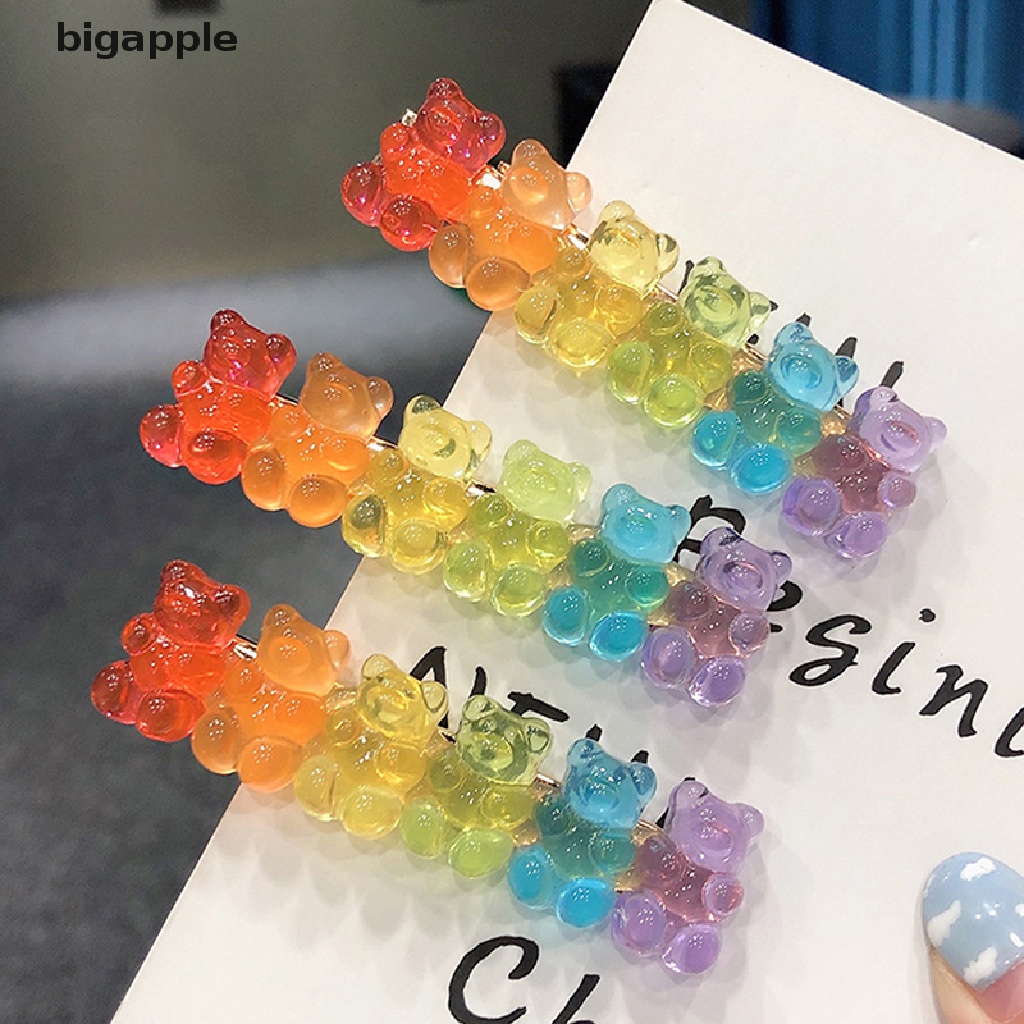 Kẹp Tóc Hình Gấu Jelly Màu Kẹo Ngọt Dễ Thương Cho Nữ