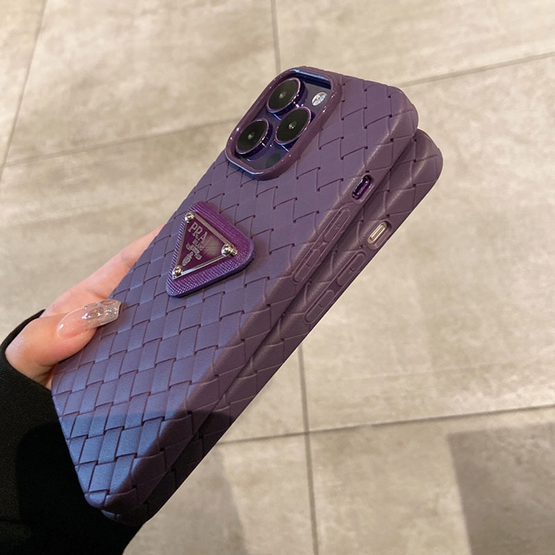 Prada For Iphone 14 12 13 Pro Max 14pro 11 ProMax 13Pro Purple Advanced Sense Triangle Phone Case for Iphone 12 13 14 12 Pro 11 Pro Max Phone Cases Back Cover