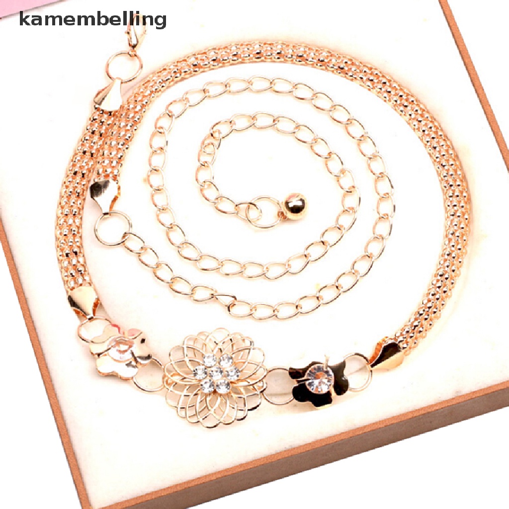 kamembelling Fashion Elegant Metal Waist Chain Belt Gold Buckle Body Chain Dress Belt  EN