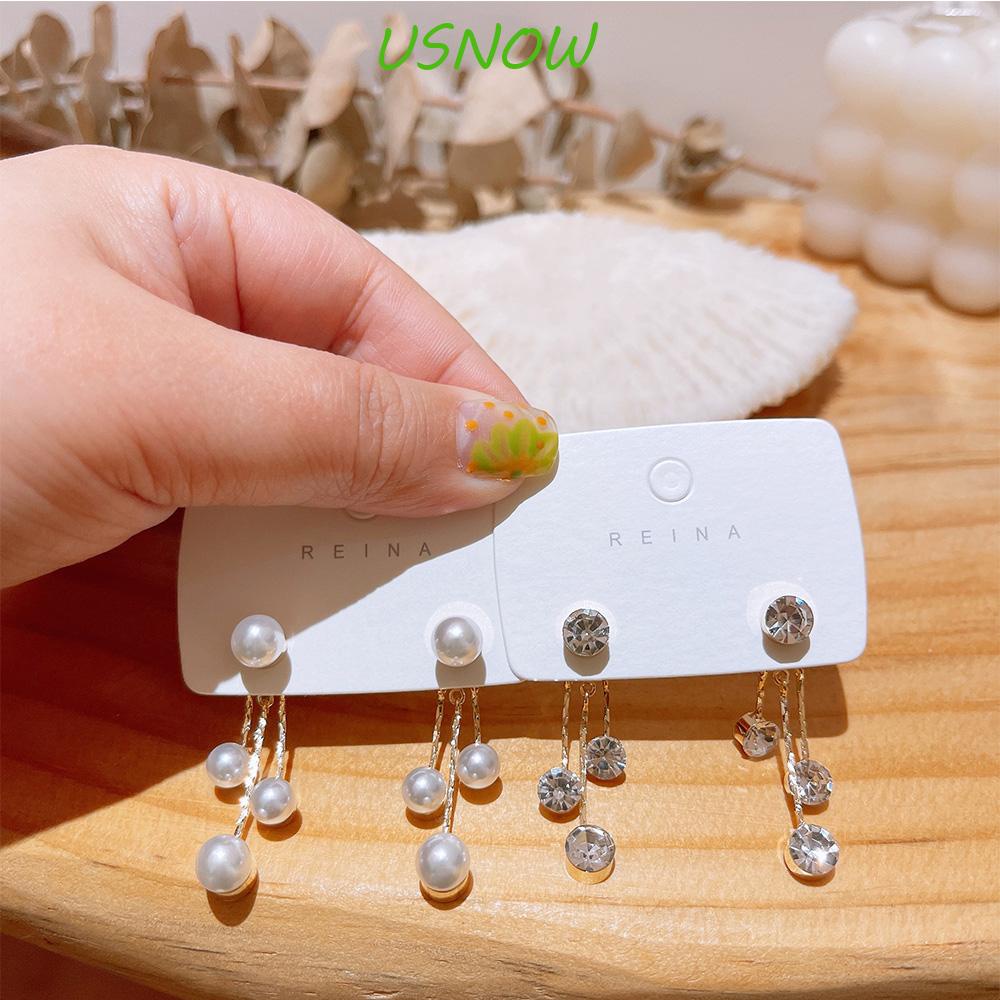 Khuyên Tai Dạng Hạt Phối Tua Rua Trước Và Sau Phong Cách Hàn Quốc Thời Trang Cho Nữ