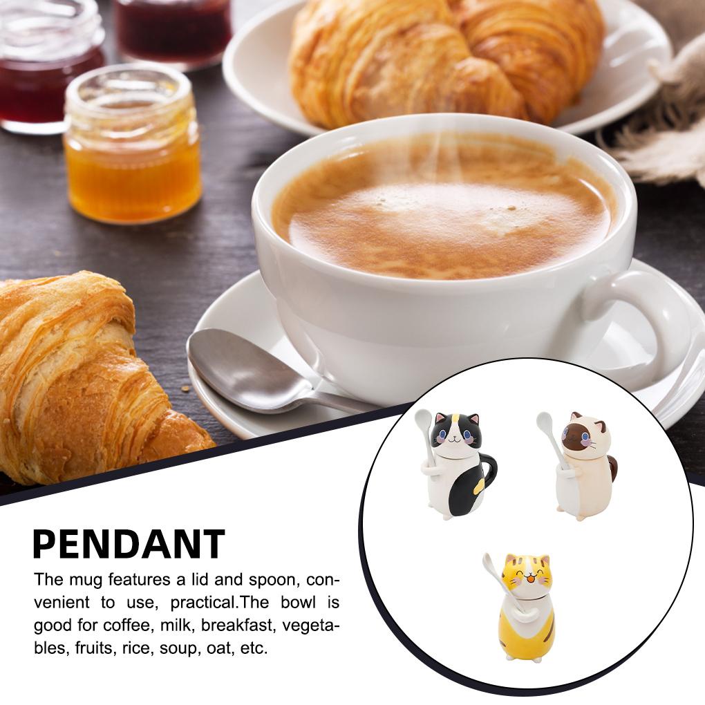 Cốc Ăn Sáng Có Nắp Đậy Và Muỗng Họa Tiết Hoạt Hình Phong Cách Nhật Bản Dễ Thương