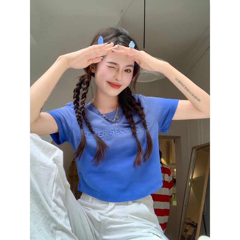 COZOKC Áo Thun Ngắn Tay In Chữ Phong Cách Retro Thời Trang