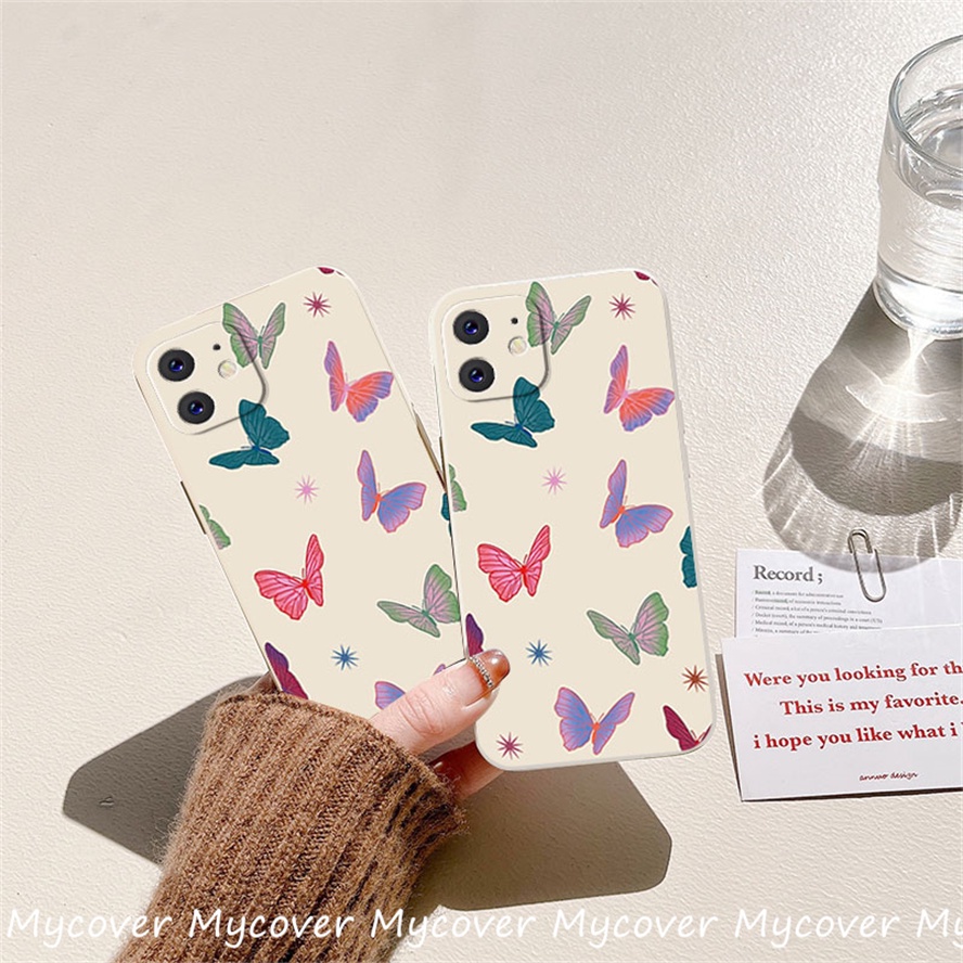 Ốp Điện Thoại Silicon Mềm Họa Tiết Cánh Bướm Nhiều Màu Sắc Cho iPhone 14 13 12 11 Pro Max X XR Xs Max 6 7 8 Plus