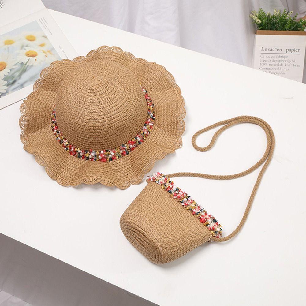 Layor1 Mũ Rơm Panama Mùa Hè 5 Màu Tùy Chọn Kèm Túi Xách Cho Bé