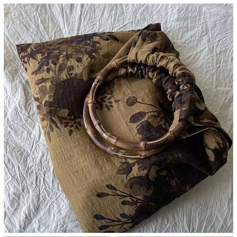 1 Túi Xách Đeo Vai In Hoa Trà Latte Nhật Bản Tươi Mới Phong Cách Retro Cho Nữ