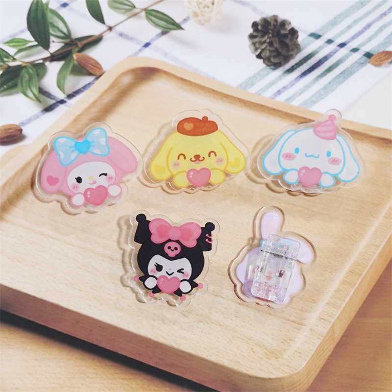 Kẹp Giấy Ăn Nhẹ sanrio kuromi cinnamoroll melody Dễ Thương Bằng acrylic Một Mặt Kẹp Giấy pp Cho Học Sinh