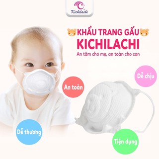 Set 3 chiếc khẩu trang gấu trắng Kichilachi cho bé từ 0-1 tuổi