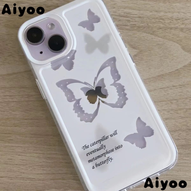 ✅Ốp Điện Thoại Trong Suốt Họa Tiết Bươm Bướm Phong Cách Đường Phố Cho iPhone13 14promax 12 11 xr Xs