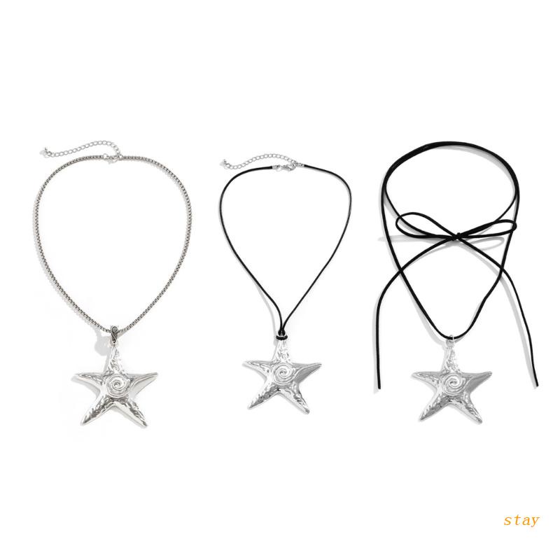 Stay Vòng Cổ Choker Nhung Mặt Ngôi Sao Năm Cánh Đơn Giản Hip hop Hàn Quốc Có Thể Điều Chỉnh Dây Xích Không Phai Màu Cho