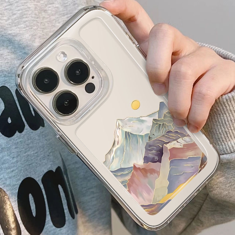 ✅Ốp Điện Thoại Mềm Chống Sốc Họa Tiết Núi Tuyết Đầy Màu Sắc Cho iPhone14promax 13 / 12 / 11 xr / xs 78p 7I2F