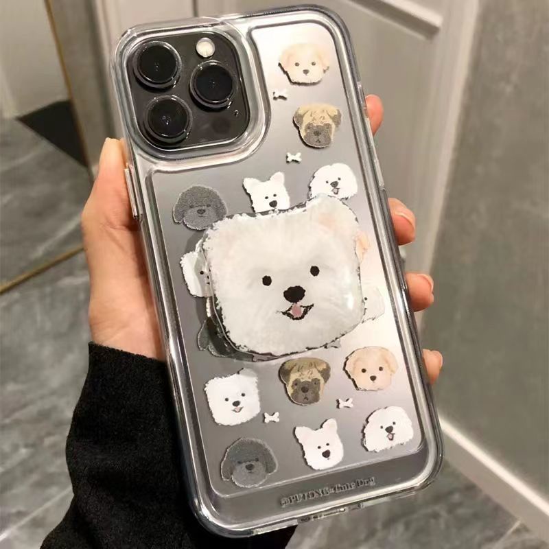✅Ốp Điện Thoại Mềm Hình Cún Có Giá Đỡ Cho iPhone14pro / 13 12 / XR Apple 11 78plus / Xs