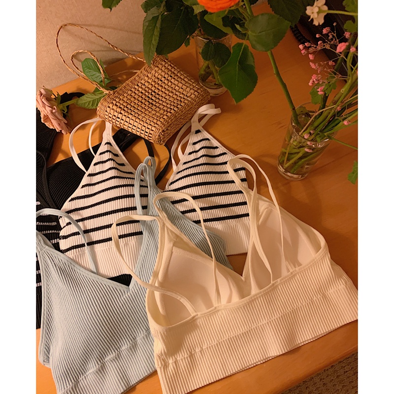 Take Talk Áo Lót Hai Dây Kẻ Sọc Thoáng Khí Cho Nữ