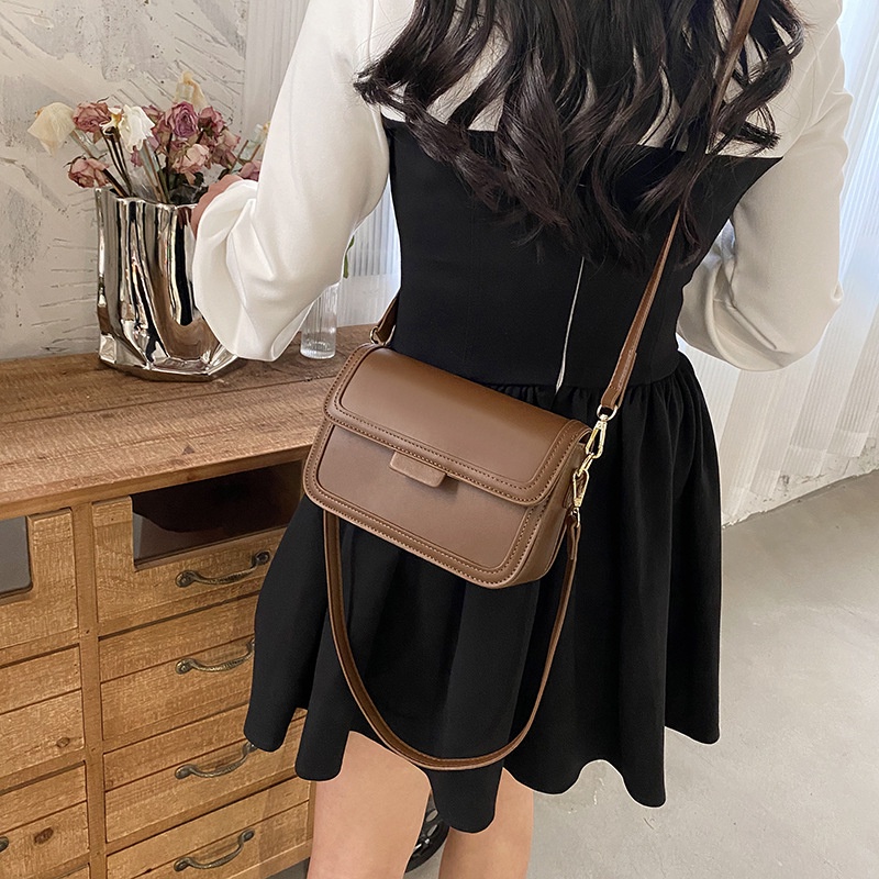 Túi Xách Kẹp Nách Hình Vuông Cỡ Nhỏ Màu Tương Phản Kiểu Retro Hàn Quốc Thời Trang Cho Nữ