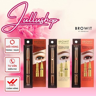 phấn mắt dạng kem và kẻ mắt nước 2in1 Thái lan siêu mảnh và không trôi Browit by NongChat Eyemazing Shadow and Liner