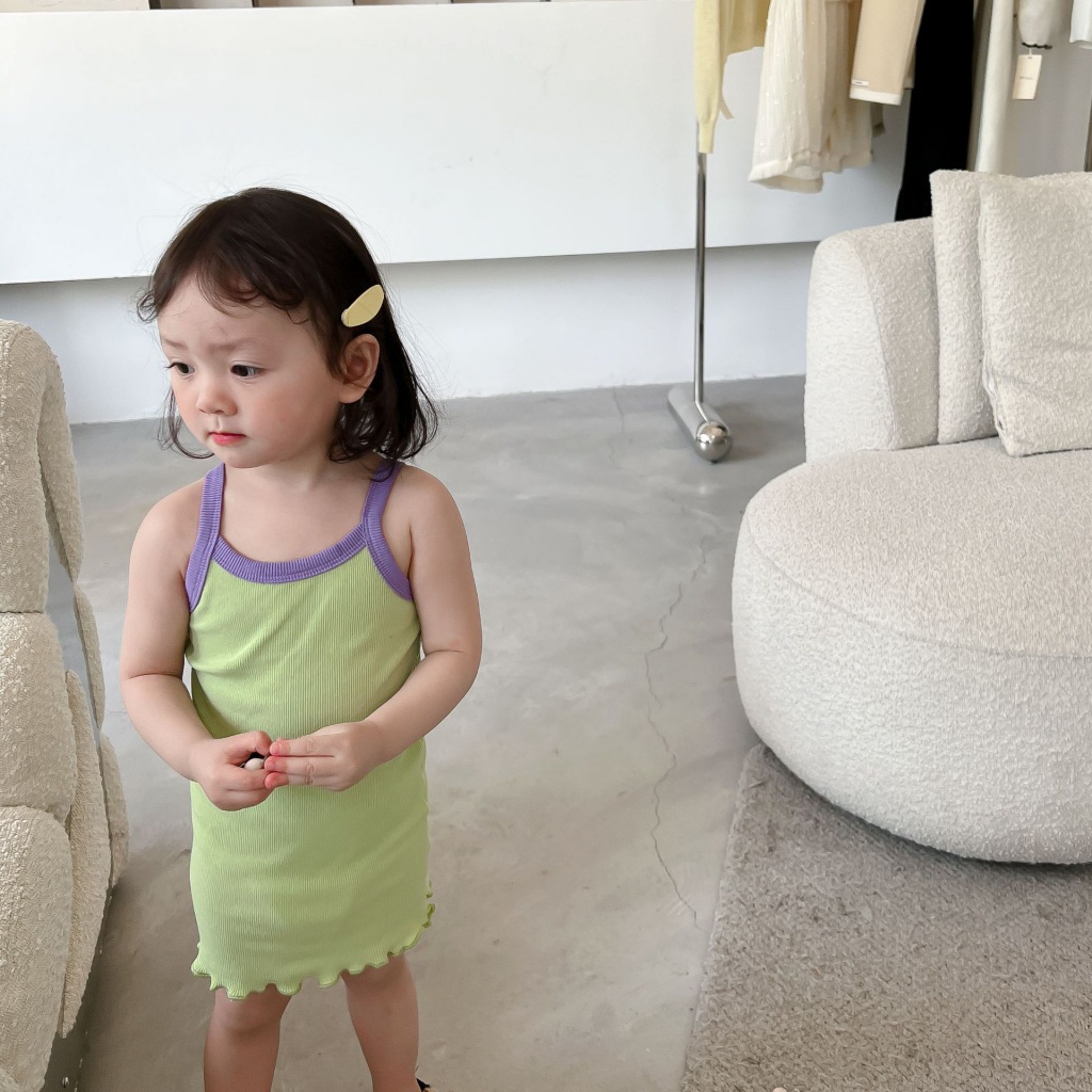 Đầm Hai Dây Thời Trang Mùa Hè Mới 2023 Dành Cho Bé Gái 1-10 Tuổi