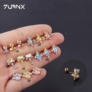 1 Khuyên Xỏ Sụn Tai Bằng Thép Không Gỉ Đính Đá Zircon