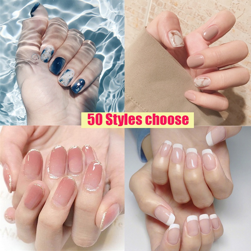 Hộp 50 Kiểu Móng Tay Giả Thời Trang Nhiều Màu Sắc Dán Móng Tay Nghệ Thuật Dành Cho Bạn Gái