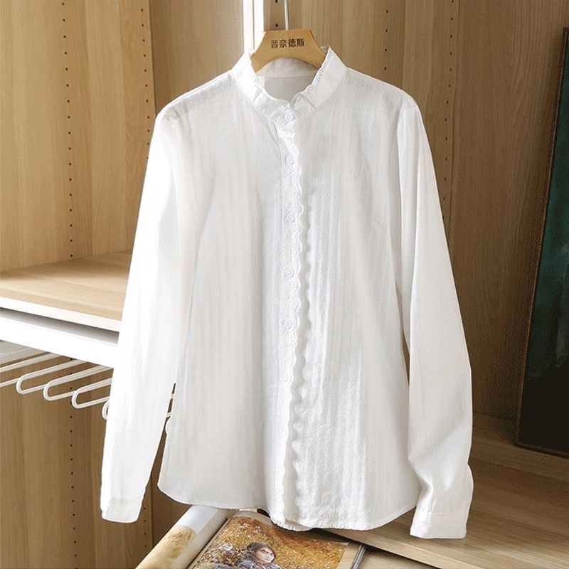 Áo Sơ Mi Phối Ren Thiết Kế Tối Giản Thoải Mái Thoáng Khí