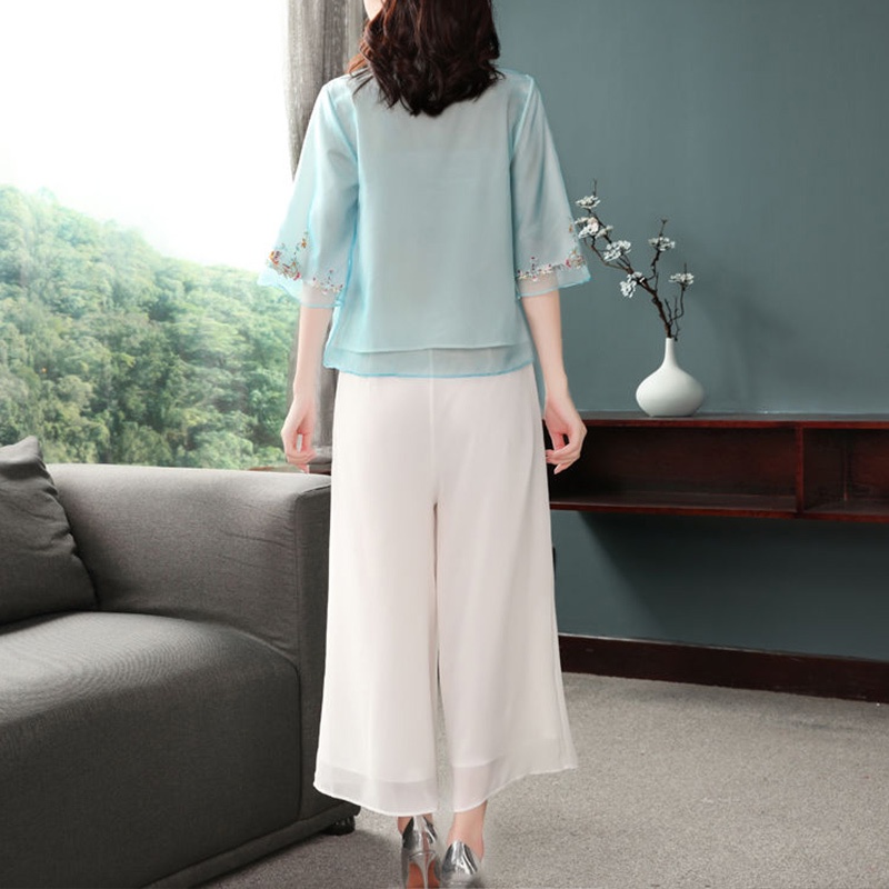 Áo Kiểu Trung Hoa Thêu Họa Tiết Thiết Kế Thoải Mái Hợp Thời Trang