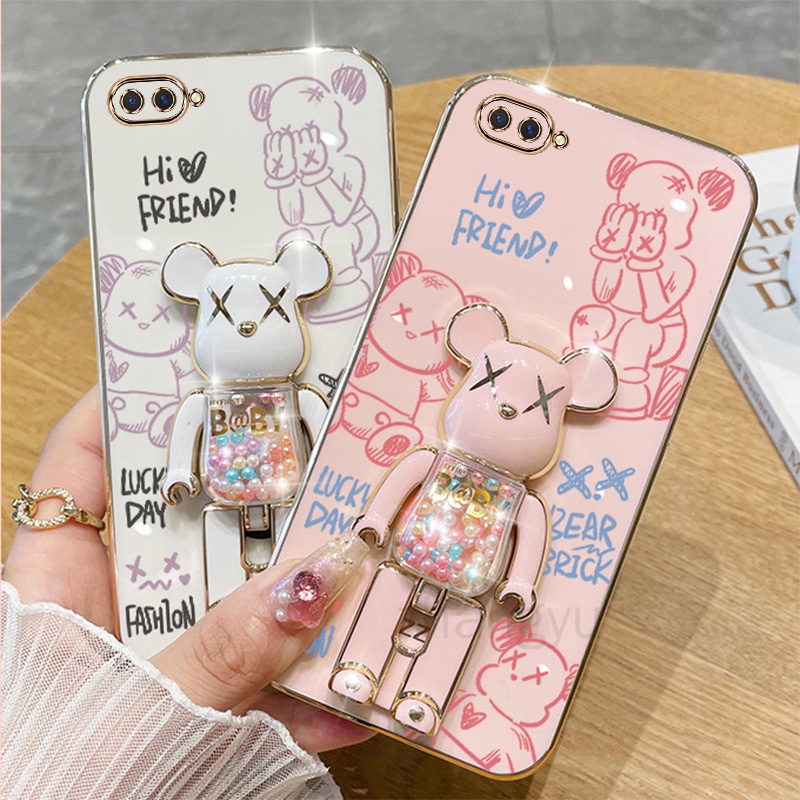 Ốp lưng OPPO A3S A12E A5 TPU 3D Giá đỡ gấu bạo lực vỏ điện thoại di động Trường hợp siêu mỏng mạ mềm Trường hợp chống sốc 3D Ốp Điện OPPO A3S A12E A5
