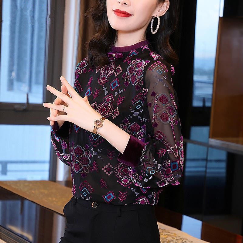 IELGY Áo Tay Dài In Họa Tiết plus size Thời Trang Cho Nữ