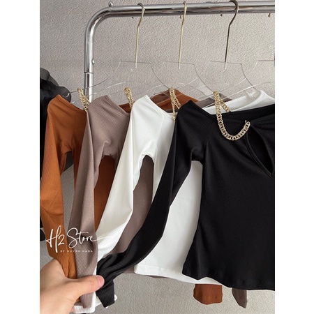 ÁO TAY DÀI XÉO DÂY XÍCH  - QA03675