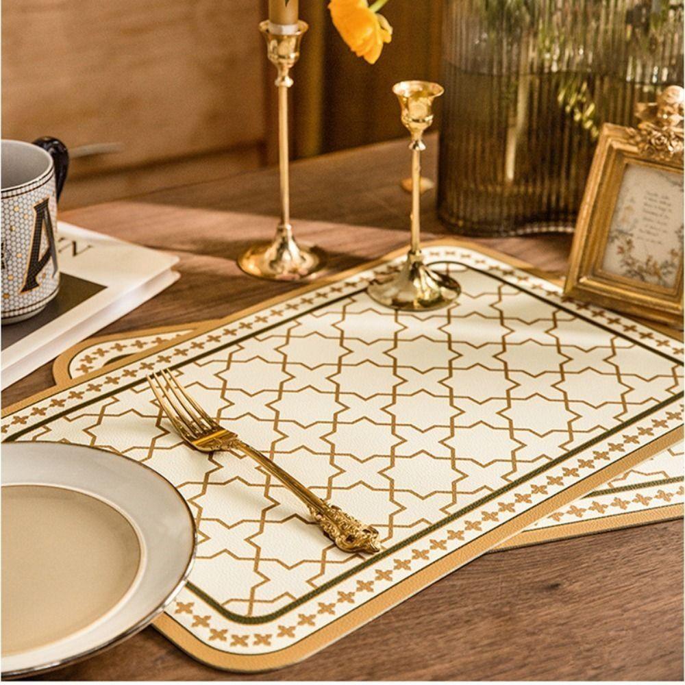 Thảm Lót Chén Dĩa Bằng Da Cách Nhiệt Chống Trượt / Thấm Nước / Dầu Mỡ Kiểu