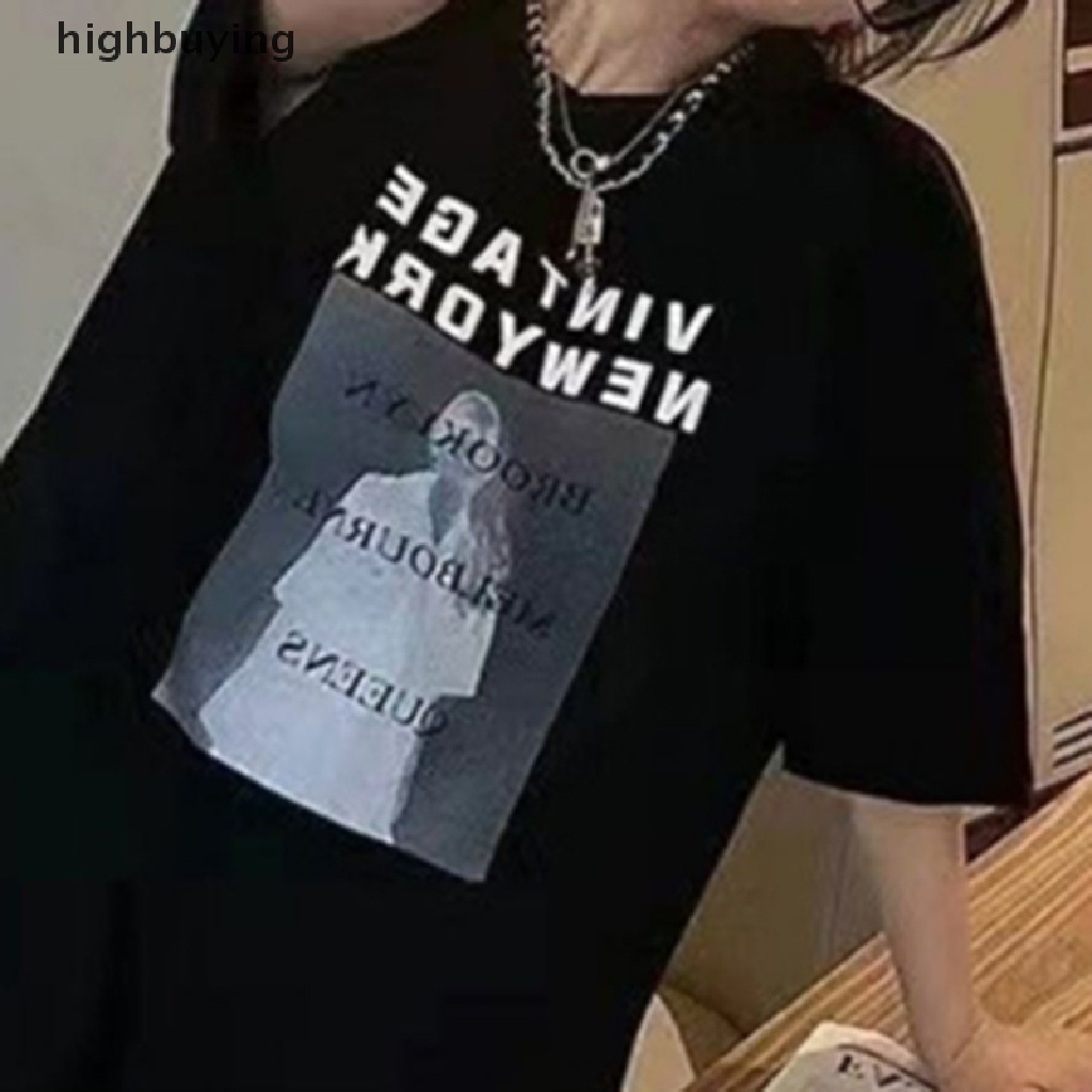 Áo Thun Tay Ngắn Cổ Tròn In Họa Tiết Phong Cách Harajuku Đường Phố Cho Nữ