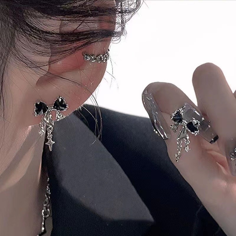 Khuyên Tai Nơ Đính Đá Thời Trang Sang Trọng Cho Nữ ​Trang Sức Vòng Cổ