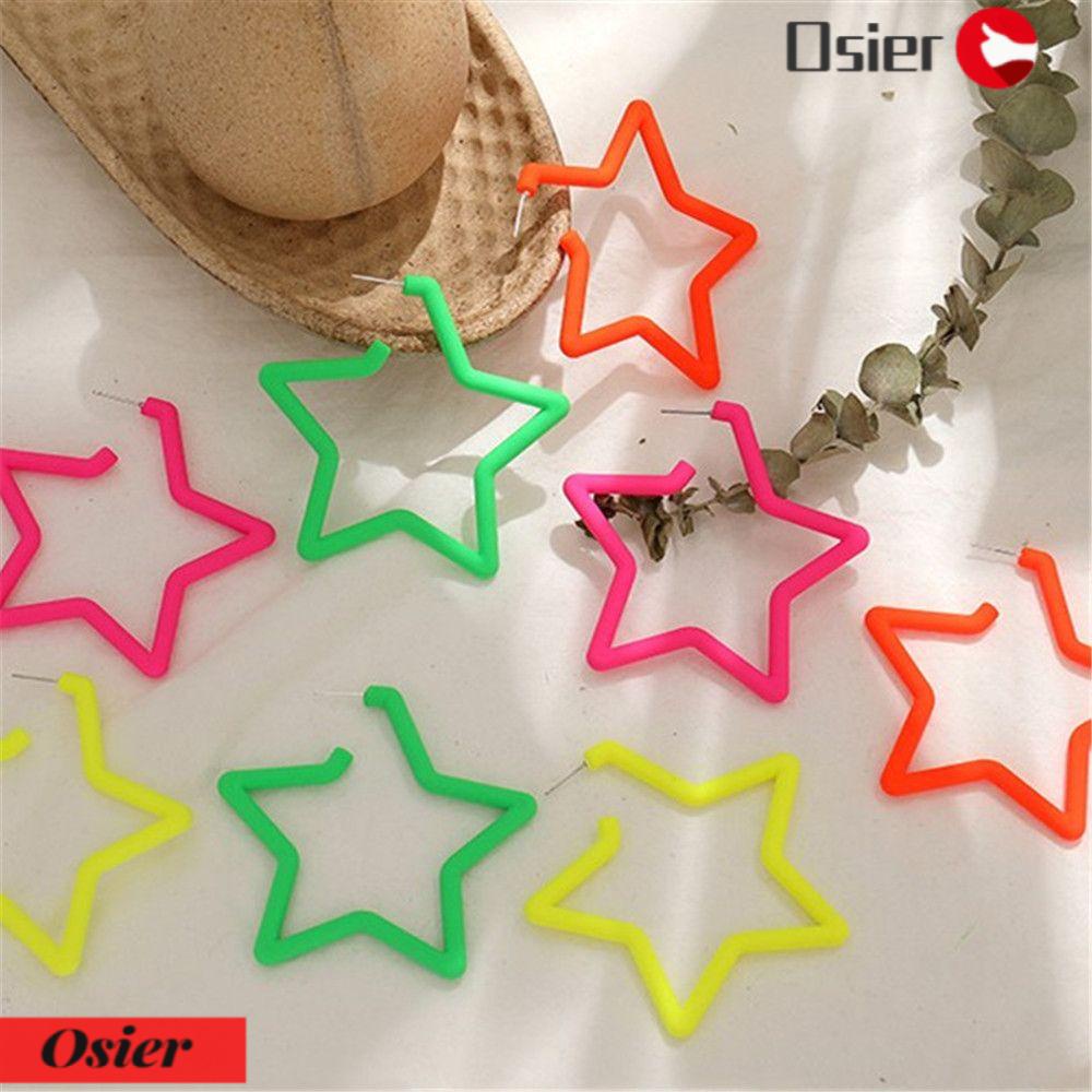 1 Khuyên Tai Hình Học Màu Dạ Quang Phong Cách Vintage Thời Trang Cho Nữ