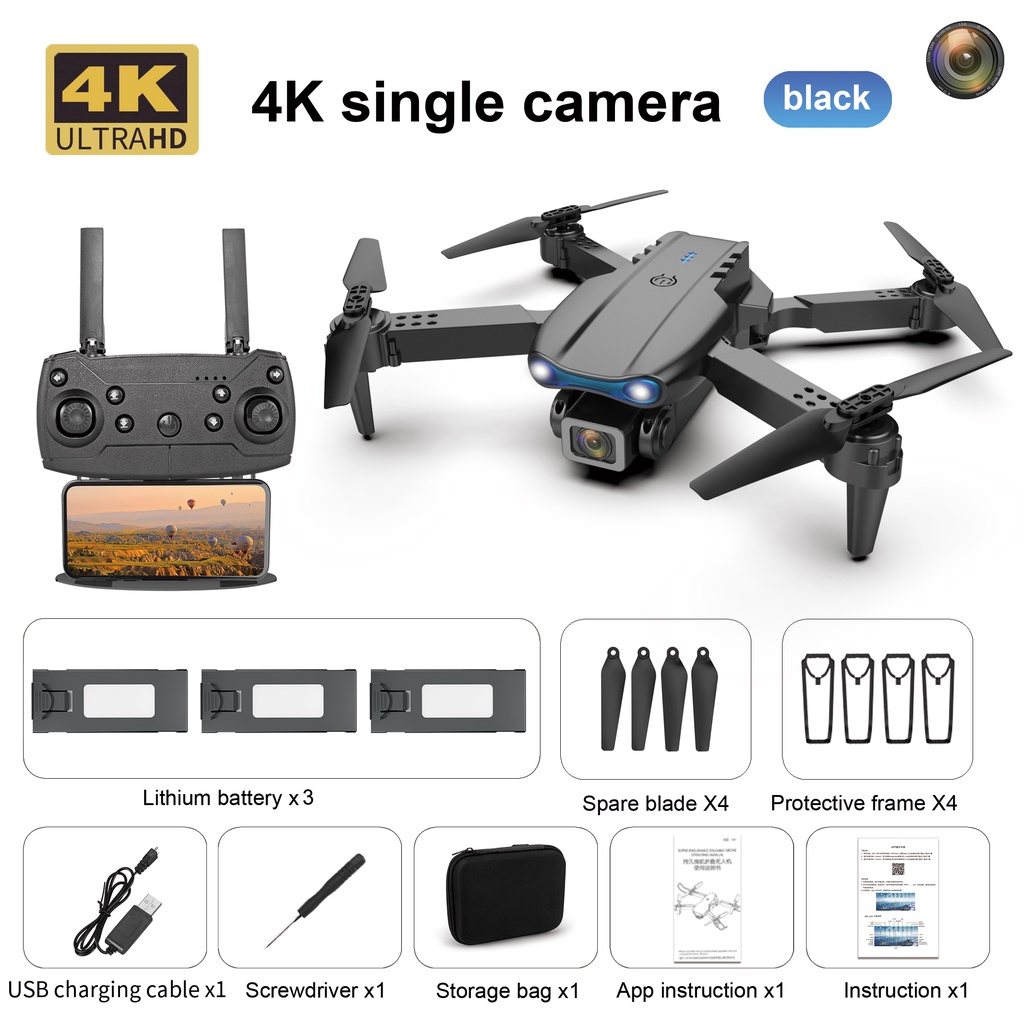 Máy Bay Điều Khiển Từ Xa FLYRC New E88 Pro K3 Drone 4K Dual HD WIFI FPV LED