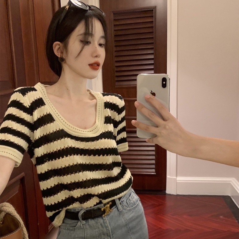 NRVP Áo Thun Tay Ngắn Dáng Ôm In Họa Tiết Độc Đáo Thời Trang Đường Phố Hàn Quốc Cho Nữ