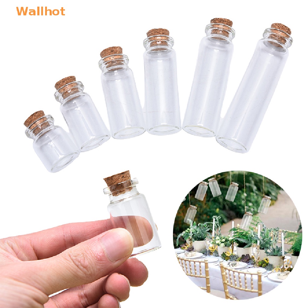 Bộ 10 Lọ Thủy Tinh Mini Có Nút Bần Dùng Trang Trí Đám Cưới