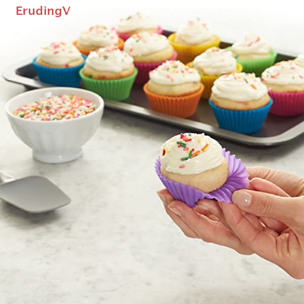 Khuôn Làm Bánh Muffin / Cupcake Hình Tròn Bằng Silicone