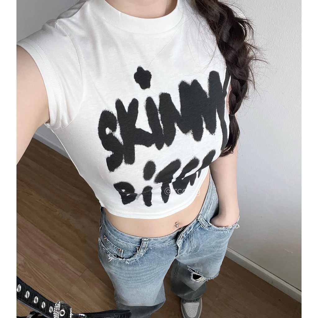 Áo thun TRẮNG SKINNY BIT*H
