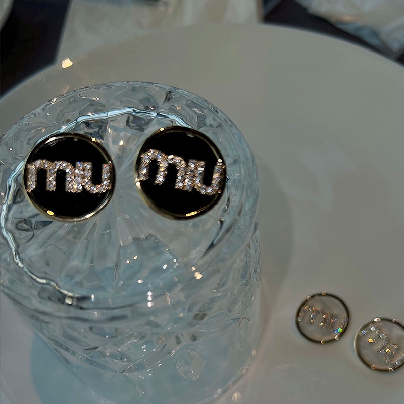 Bông Tai Mặt Tròn / Vuông Đính Kim Cương Lấp Lánh Phong Cách Thời Trang Đơn Giản