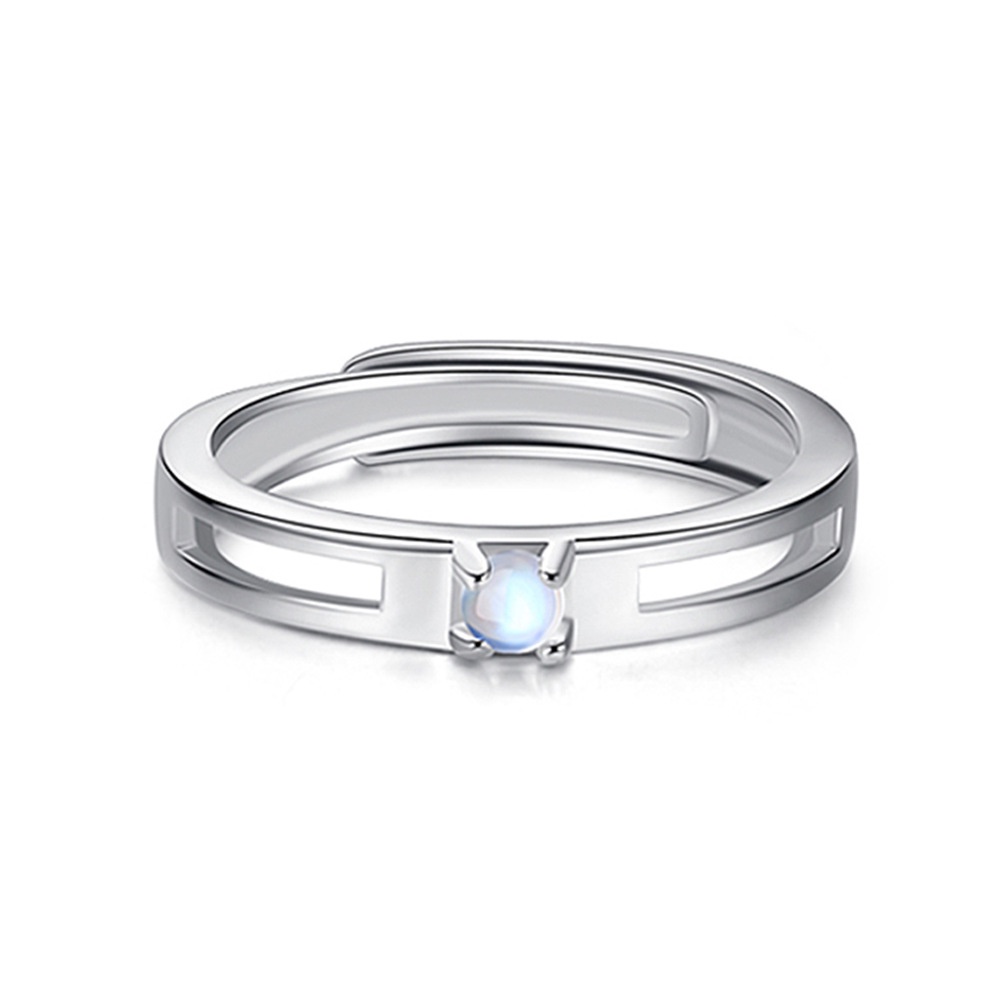 Nhẫn Hở Mạ Bạc 925 Đính Đá Mặt Trăng / Biểu Cảm Lãng Mạn Thời Trang Cho Cặp Đôi
