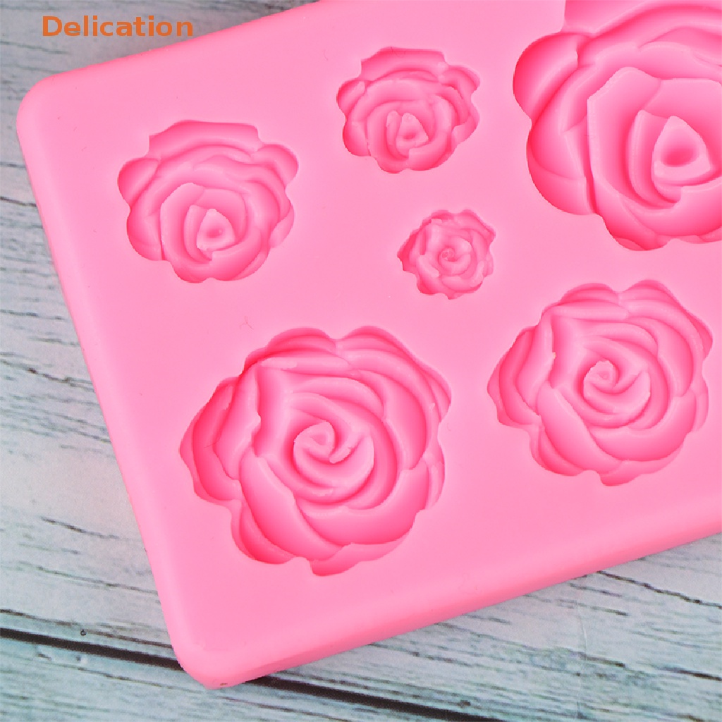 1 Khuôn Silicone Làm Bánh Kẹo Hình Hoa Hồng 3D 7 Lỗ DIY