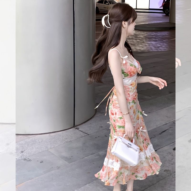 Đầm Hai Dây Phối Ren Hoa Phong Cách Thời Trung Cổ Xinh Xắn Mùa Hè Kiểu Mới Cho Nữ
