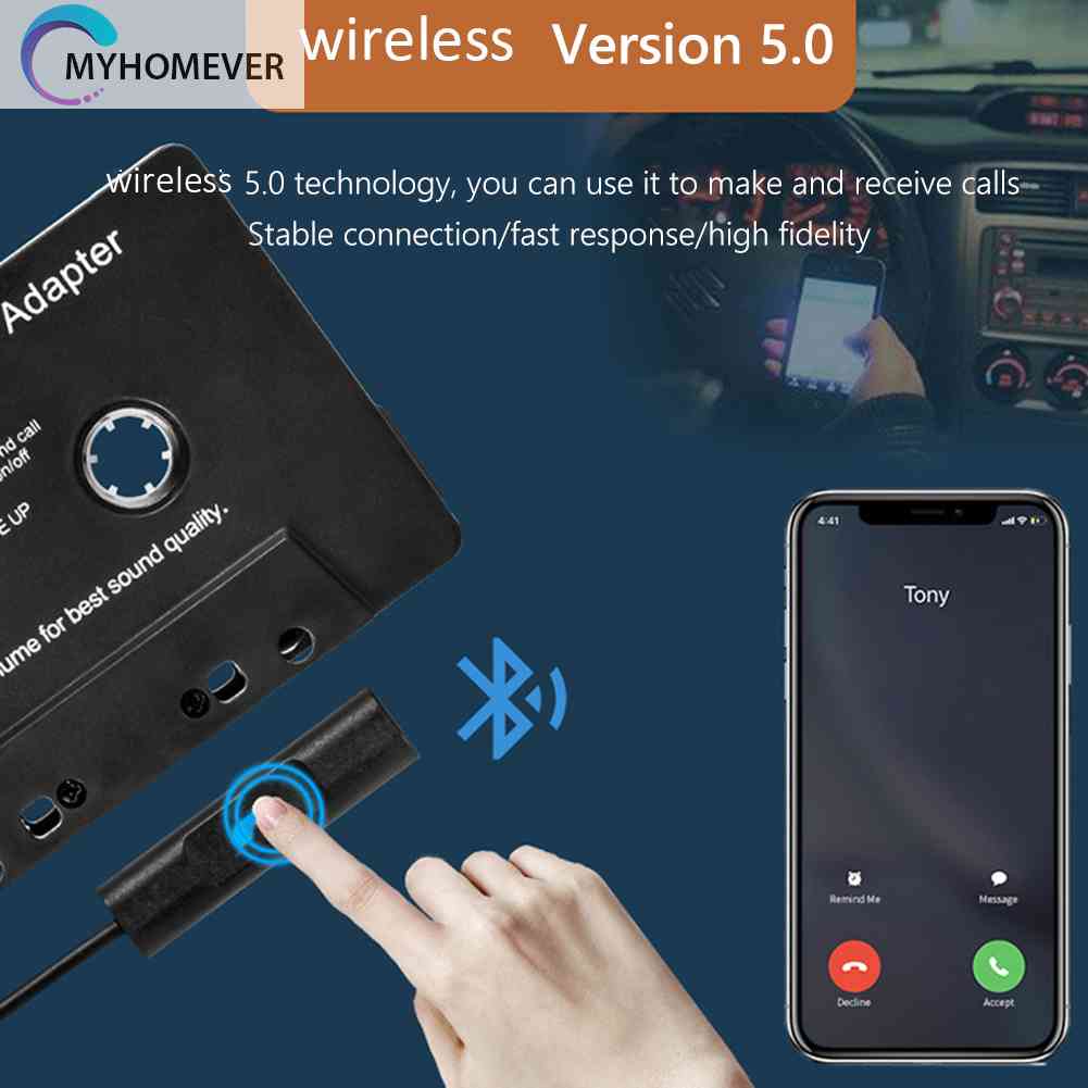 Bộ Chuyển Đổi Băng Cát Sét Âm Thanh Nổi Trên Xe Hơi Bluetooth MP3 SBC