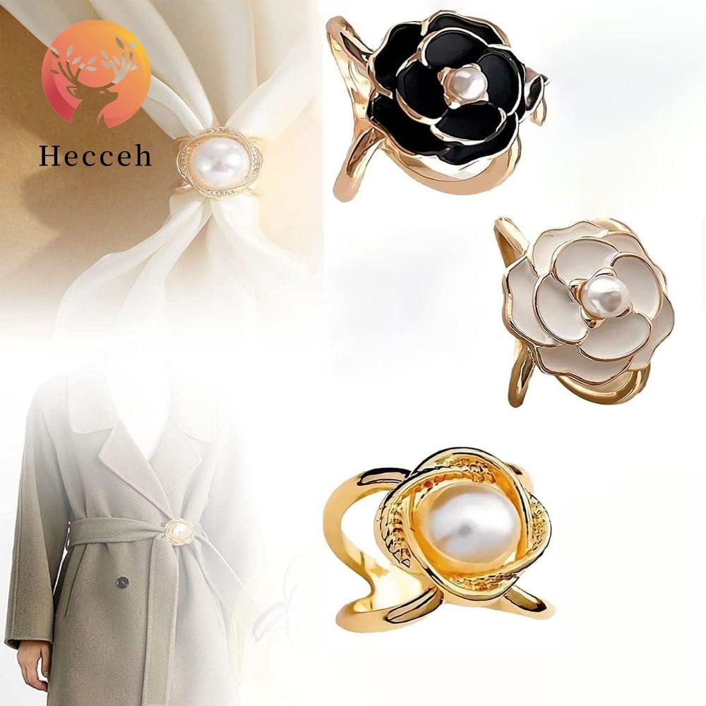 Khóa Cài Khăn Choàng Lụa Cố Định Khăn Choàng Chống Gió Thiết Kế Mới Sáng Tạo Đa Năng HECCEH Camellia Làm Quà Tặng