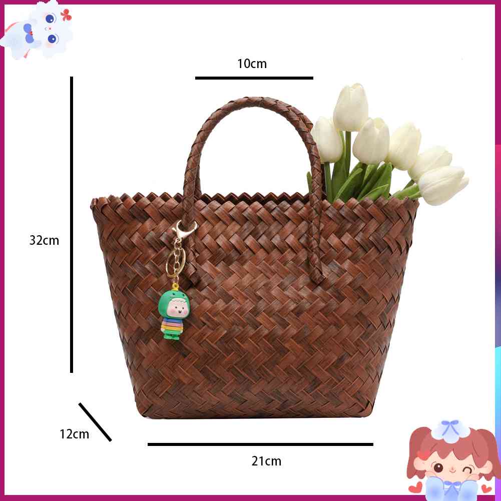 Túi Xách Đan Lát Sức Chứa Lớn Có Móc Khóa Dễ Thương Cho Nữ