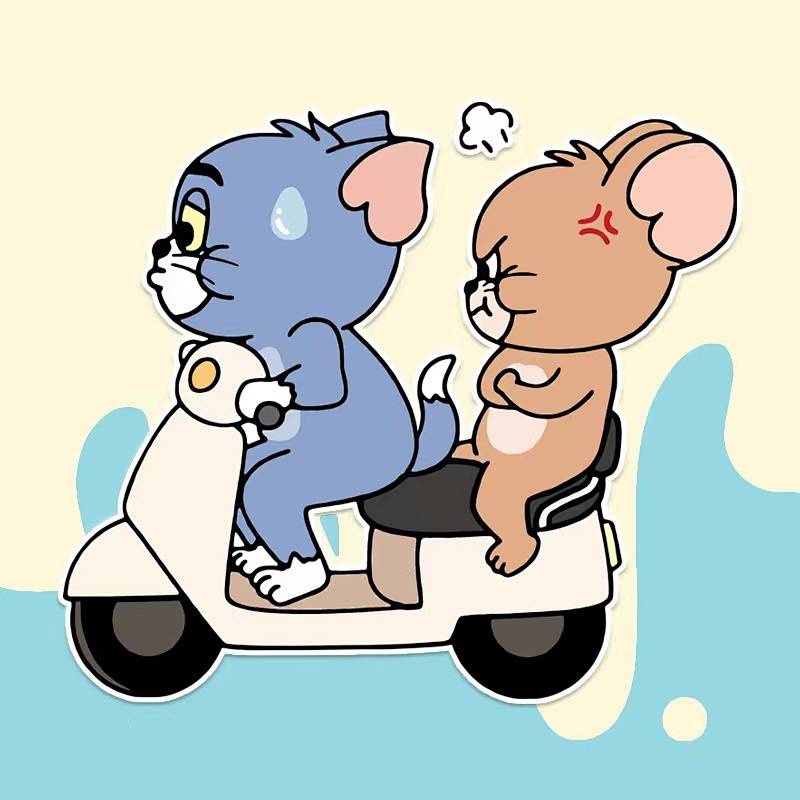 Nhãn dán trang trí ô tô điện mèo Tom và chuột cute sáng tạo che vết trầy m5mA