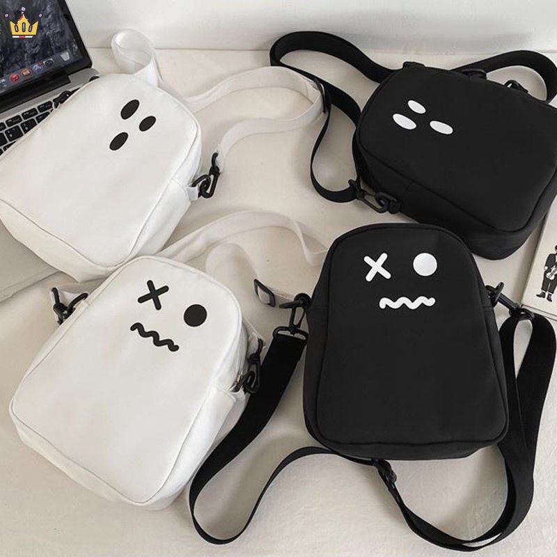 Túi Canvas Đeo Chéo Họa Tiết Hoạt Hình Dễ Thương Phong Cách Harajuku Cho Nữ RYJP5