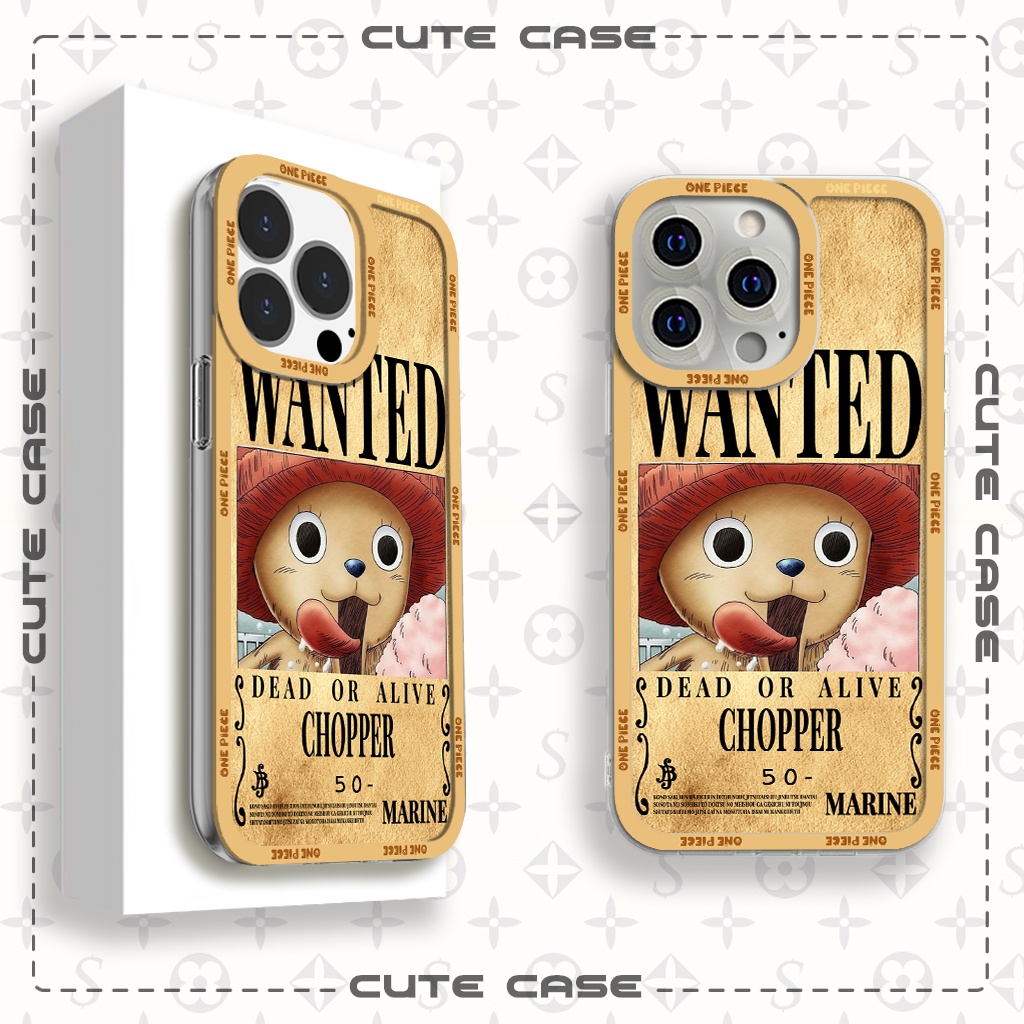 Ốp lưng iphone cạnh vuông Jicase Wanted Chopper Mũ Rơm One Piece Anime Manga