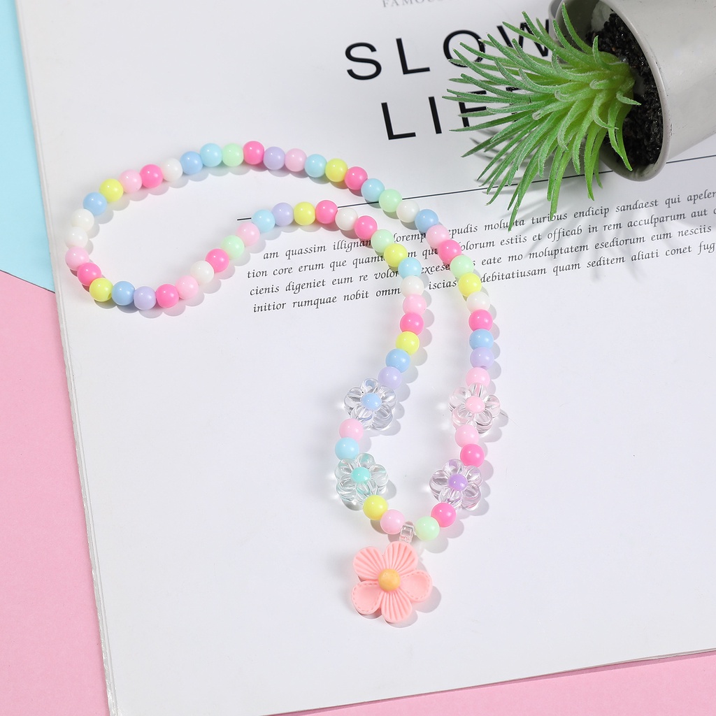 Vòng cổ Hạt Nhựa acrylic Mặt Hình Kỳ Lân Hoạt Hình Nhiều Màu Dành Cho Bé Gái