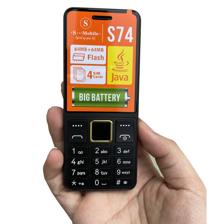Điện Thoại S-Mobile S74 Pin Khủng 3000mah , Loa To, 4 Sim 4 Sóng - Mới Nguyên Seal, Bh 12 Tháng