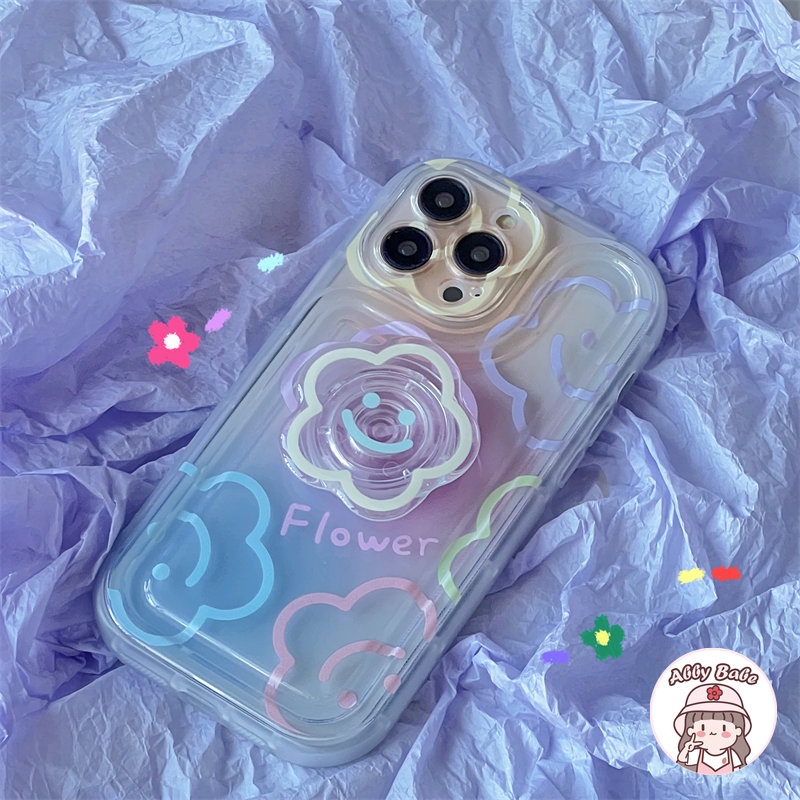 Ốp Điện Thoại TPU Mềm Chống Mồ Hôi Có Giá Đỡ Kim Loại Hình Hoa Cho IPhone 14 Pro Max 13 12 11 Pro Max