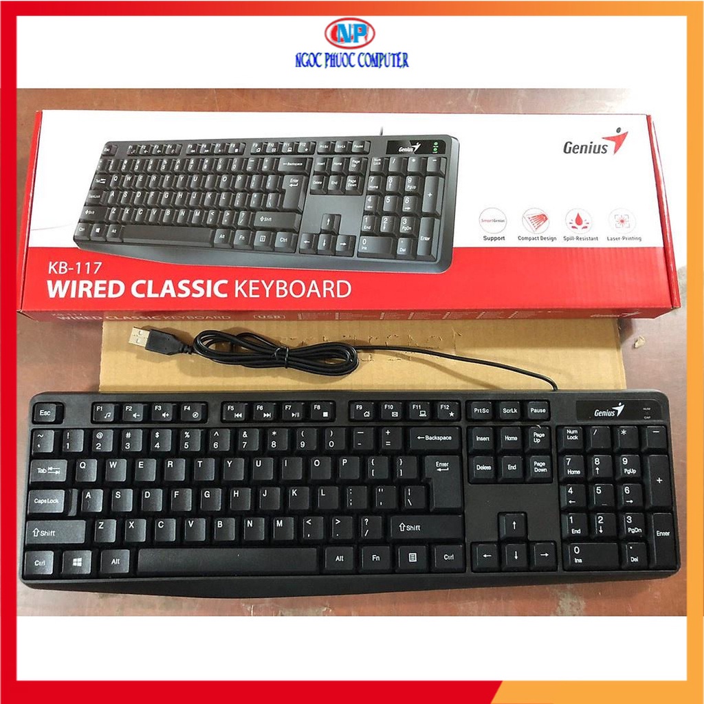 BÀN PHÍM CÓ DÂY GENIUS KB-117 CỔNG USB - HÀNG CHÍNH HÃNG